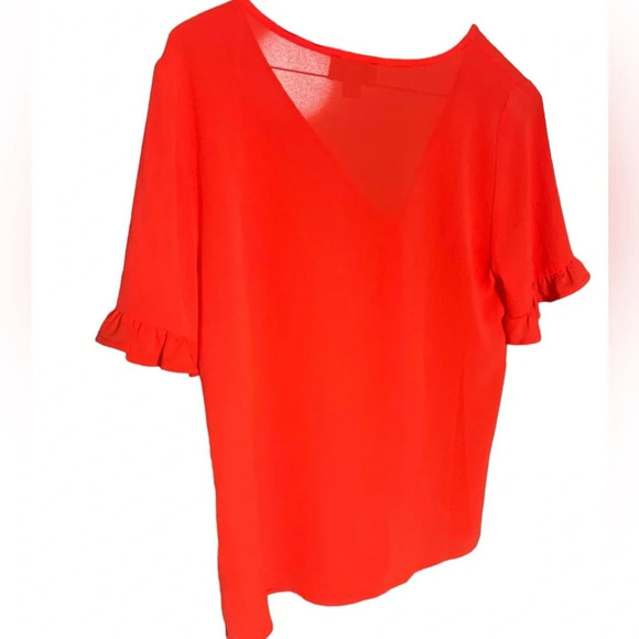 short sleeve red button up cece blouse size xs in excellent like-new condition - Picture 3 of 4